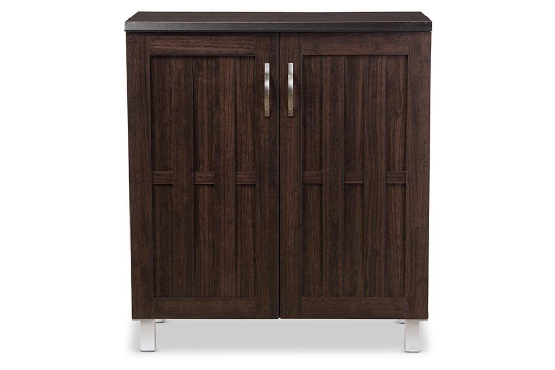 Baxton Studio Excel 35.1-inch High 2-Shelf Storage Cabinet Dark Brown - Diamond Home USA