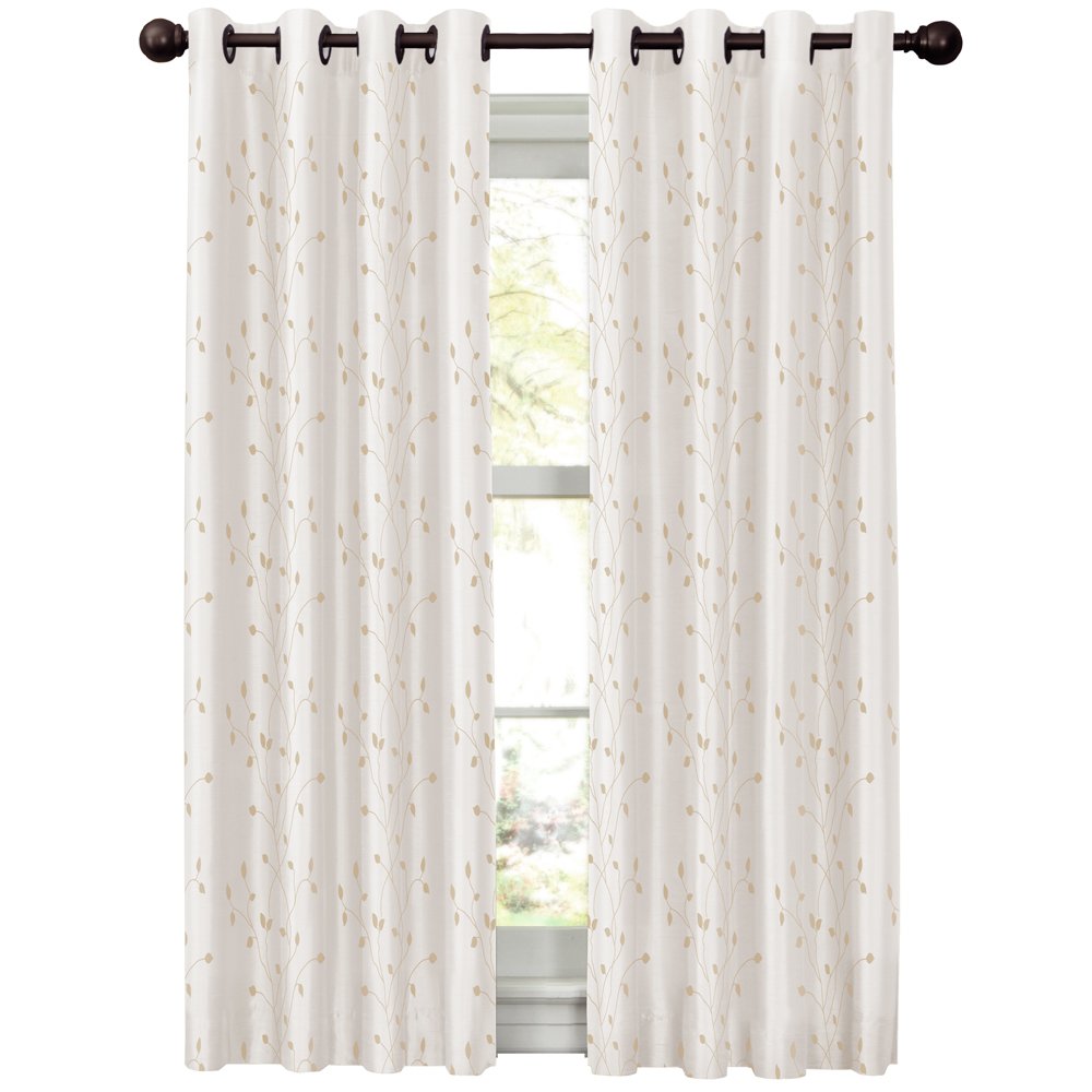 MAYTEX Jardin Thermal Blackout Room Darkening Faux Silk Embroidered Single Panel