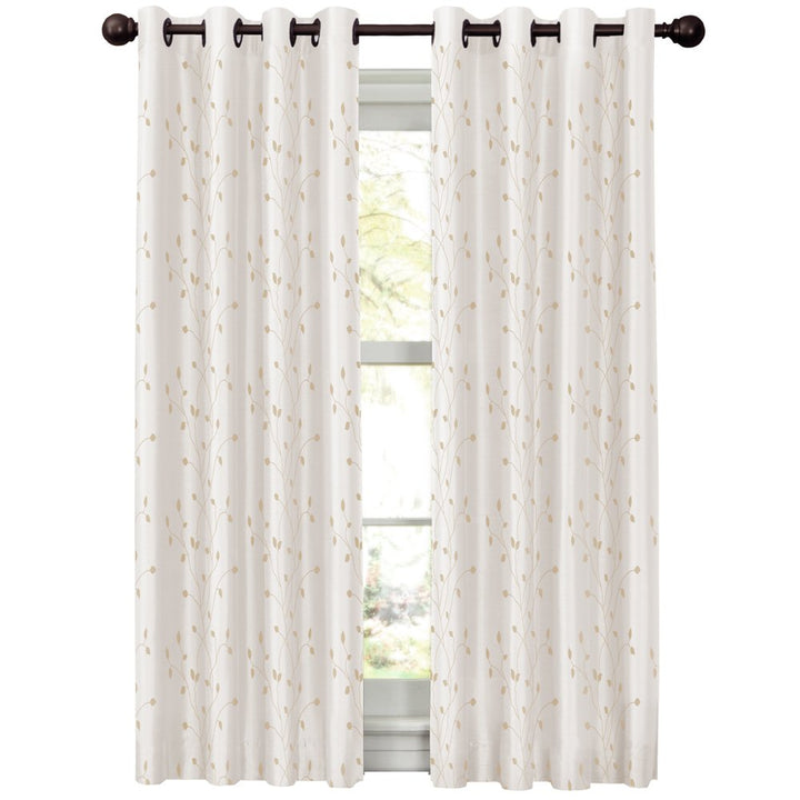 MAYTEX Jardin Thermal Blackout Room Darkening Faux Silk Embroidered Single Panel