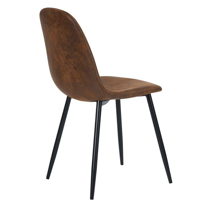 Chair Set of 4 Pu Leather Side Seating with Black Metal Legs Brown Upholstered - Diamond Home USA