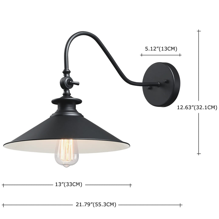 2pk Black Barn Lights Outdoor Gooseneck Sconces Wall Lighting Farmhouse Modern - Diamond Home USA