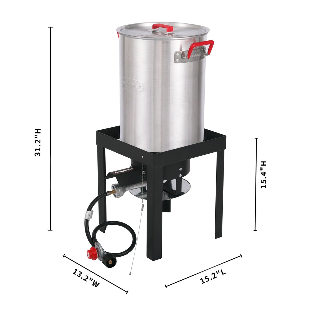 Feast Premium 30 Qt. Turkey And 10 Fish Fryer Boiler Steamer Set Btu Burner - Diamond Home USA