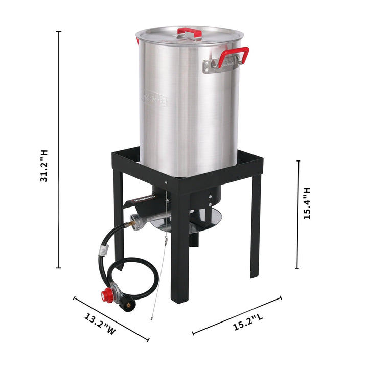 Feast Premium 30 Qt. Turkey And 10 Fish Fryer Boiler Steamer Set Btu Burner - Diamond Home USA
