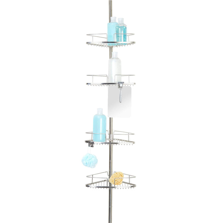 Better Living Products 13406 FINELINE Tension Shower Pole Caddy with Mirror