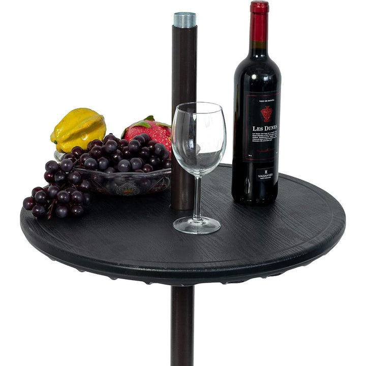 Outdoor Adjustable Umbrella Table Portable Round Tray with Hole Black Polyester
