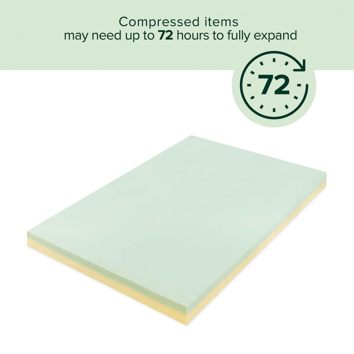 ZINUS 3 Inch Green Tea Memory Foam Mattress Topper Pressure-Relieving Layers Twin XL