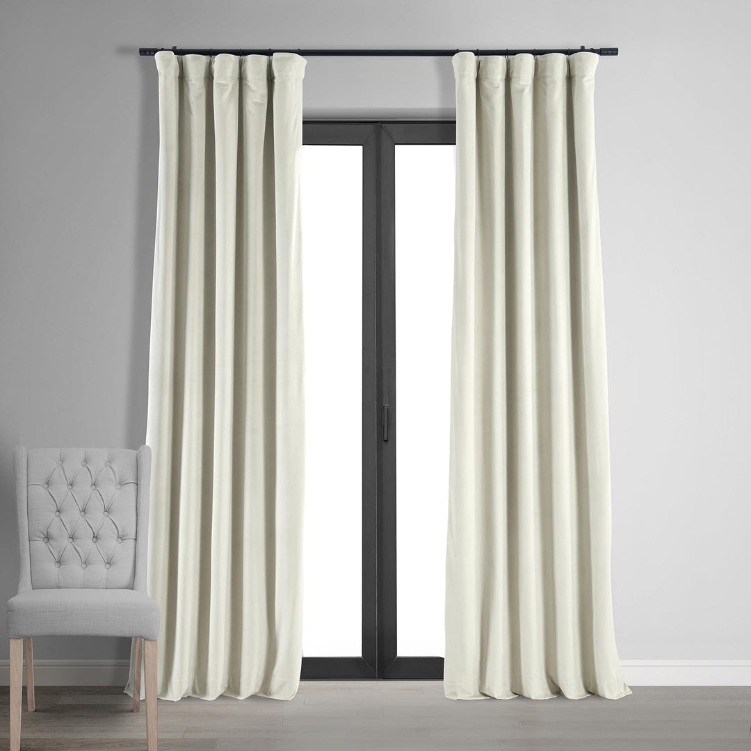 HPD Half Price Drapes Signature Velvet Thermal Blackout Curtains for Living Room 50 X 108 - Porcelain White - Diamond Home USA