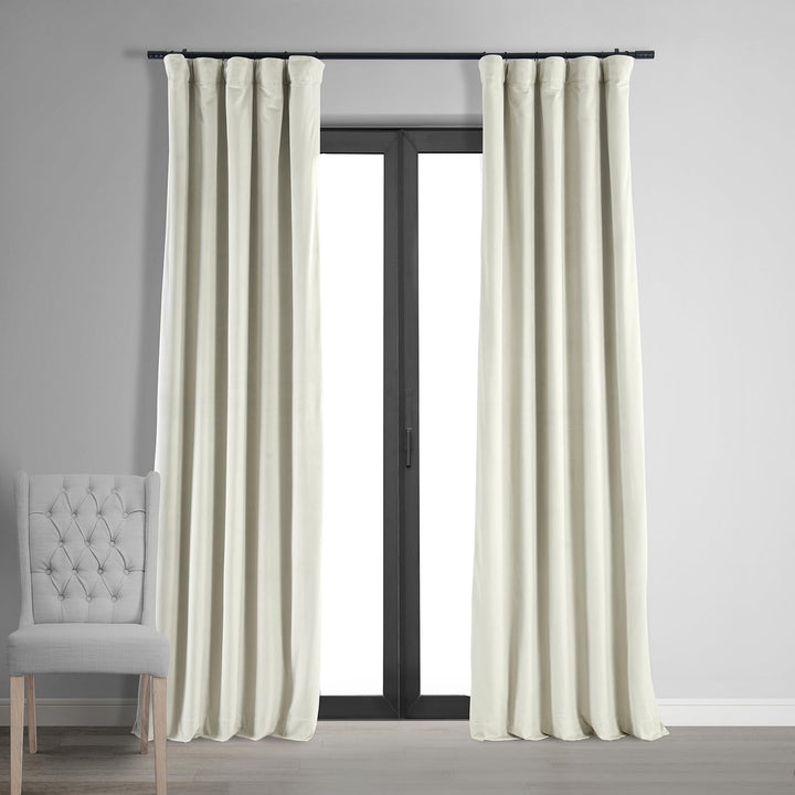HPD Half Price Drapes Signature Velvet Thermal Blackout Curtains for Living Room 50 X 108 - Porcelain White - Diamond Home USA
