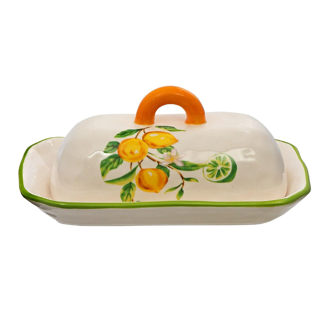 Ceramic Lemon Butter Dish with Lid Multi Color Rectangle