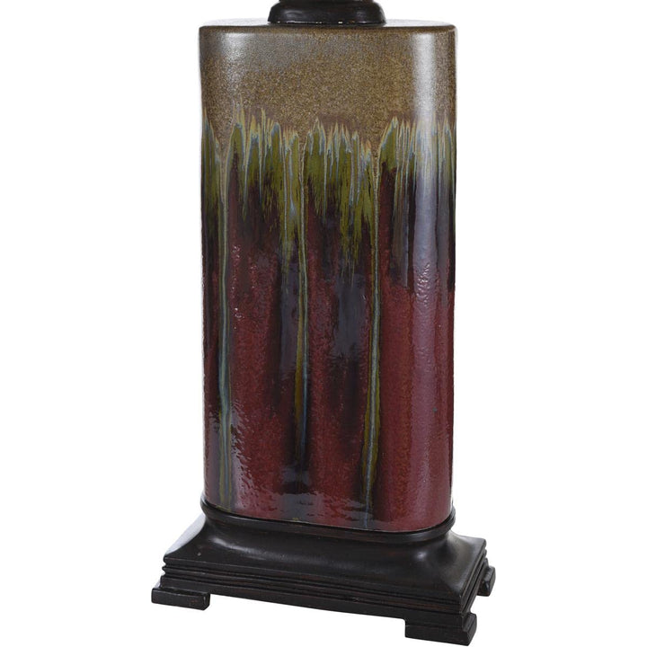 Stylecraft Home Collection L34377DS Signature Table Lamp Dark Red and Tan Glaze - Diamond Home USA