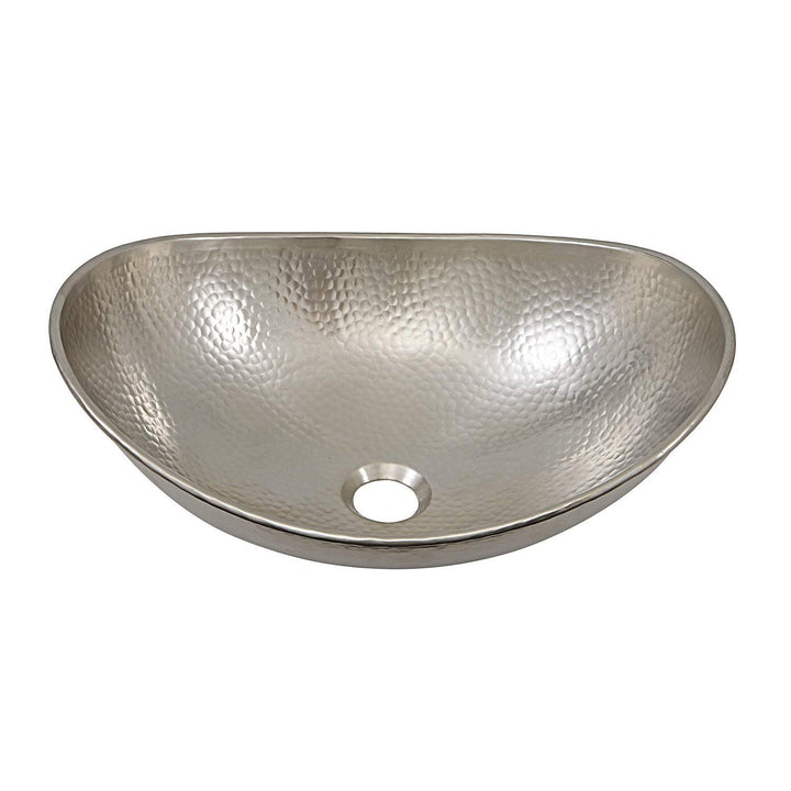 19" Hand-crafted Hammered Nickel Vessel Sink Grey Oval Metal Plated Lead-free - Diamond Home USA