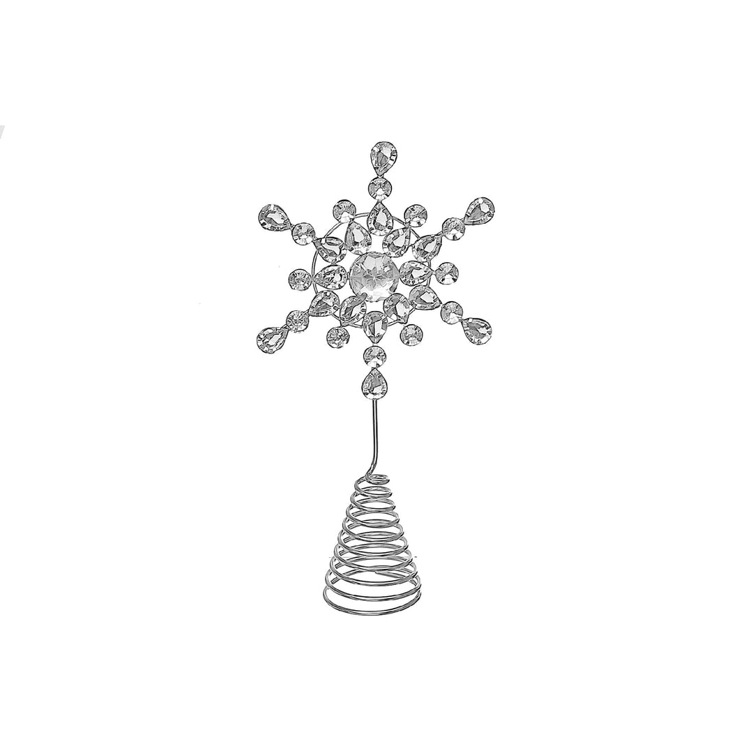 Christmas Metal Beaded Snowflake Tree Topper Silver
