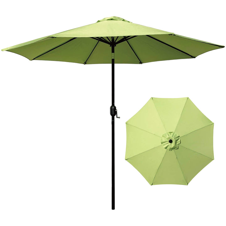 9' Patio Umbrella Outdoor Table with 8 Sturdy Ribs (Green) Black Green Nature - Diamond Home USA