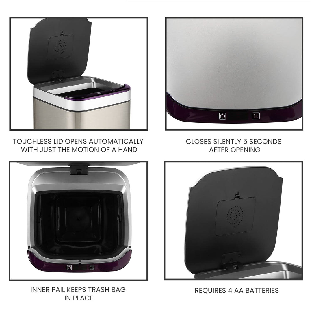 Hanover Home Square Trash Can with Fingerprint-Resistant Finish Soft-Close - Diamond Home USA