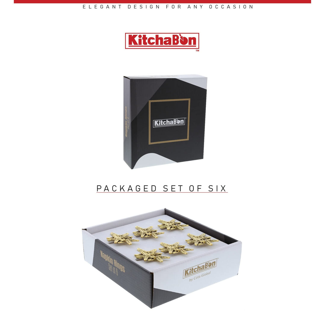 Gold Napkin Rings Set of 6 Table Setting Centerpiece 2.5 X 1.75 Inches - Diamond Home USA