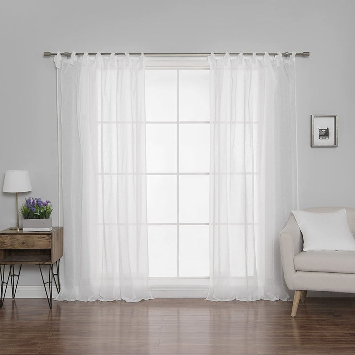 Aurora Home Textured Faux Romantic Tie Top Curtain Panel Pair Light