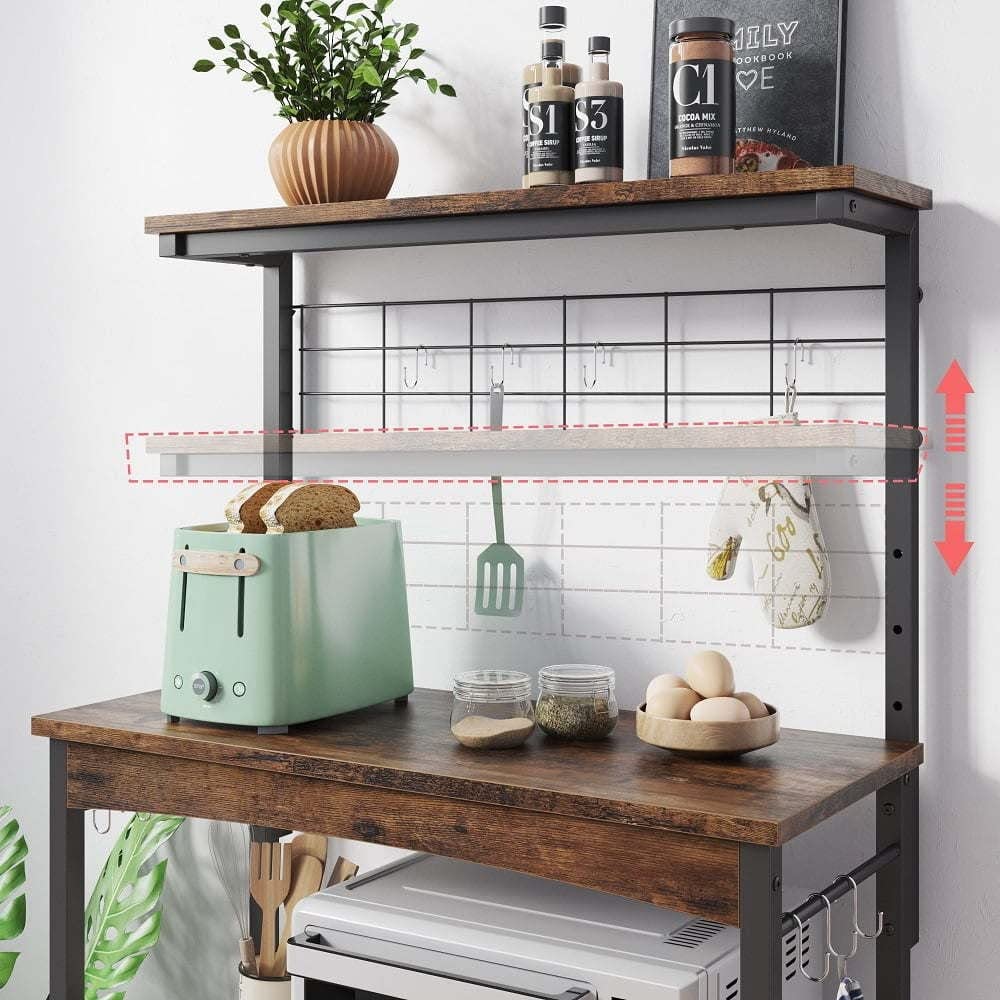 3-Tier Kitchen Baker's Rack Microwave Oven Stand with Storage Cabinet Brown - Diamond Home USA