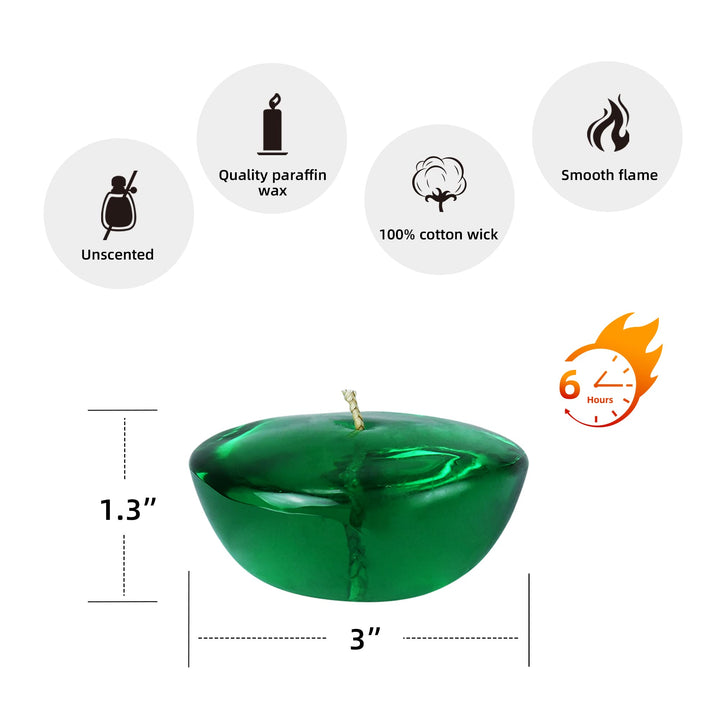 Zest Candle 3 Inch Clear Hunter Green Gel Floating Candles 6 Count