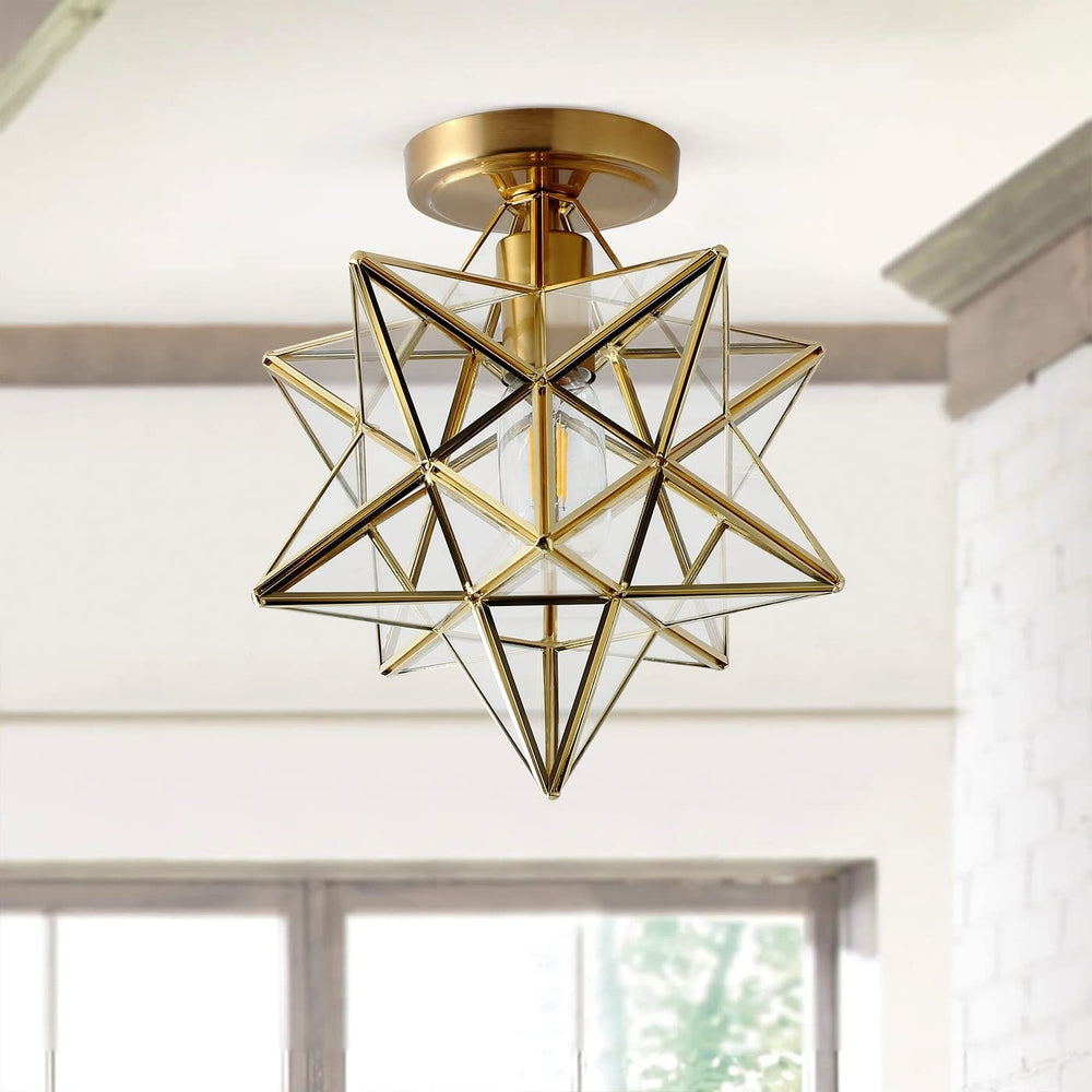 Modern Gold 1-light Star Geometric Semi Flush Mount Light Fixture Contemporary - Diamond Home USA