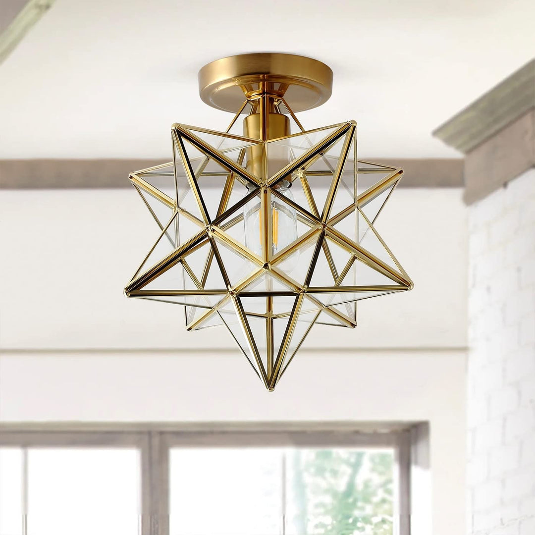Modern Gold 1-light Star Geometric Semi Flush Mount Light Fixture Contemporary - Diamond Home USA