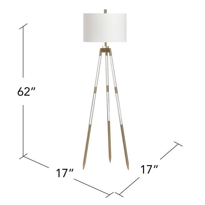 Clear Acrlyic Tripod Floor Lamp 17 X 32 Gold White Glam Mid-Century Modern - Diamond Home USA