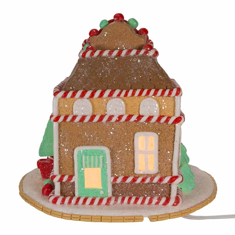 Kurt S. Adler Lighted Shop Gingerbread House 7.5-Inch Brown - Diamond Home USA