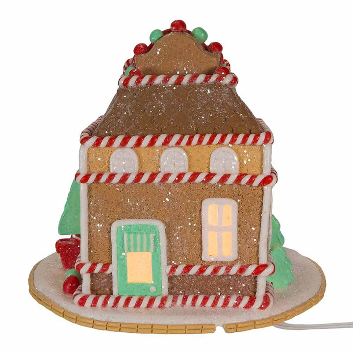 Kurt S. Adler Lighted Shop Gingerbread House 7.5-Inch Brown - Diamond Home USA