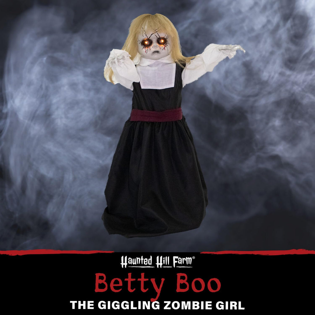 Haunted Hill Farm Scary Haunted Doll Prop with Touch Activated Lights and - Diamond Home USA