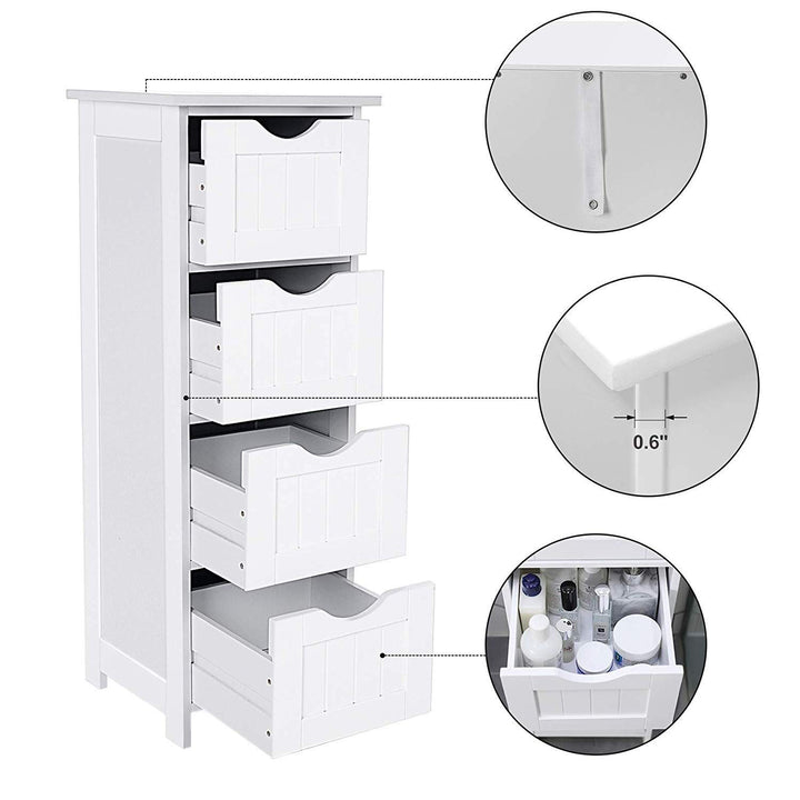 White Bathroom Storage Cabinet reestanding Office with Drawers Urban MD Wood - Diamond Home USA