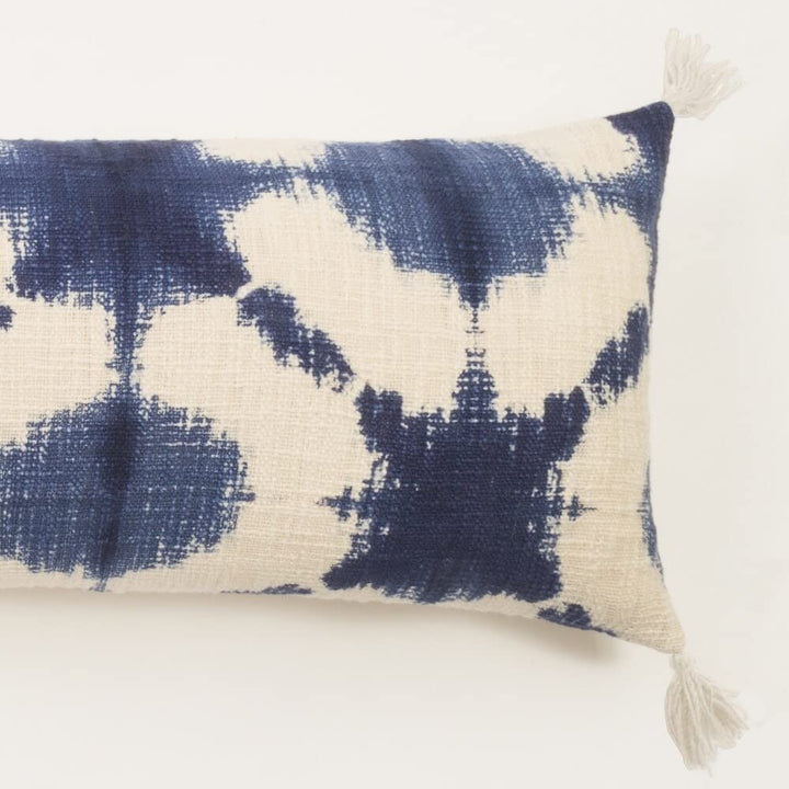 Blue White Cotton Extra Long Bolster Pillow Abstract Casual Single Removable - Diamond Home USA