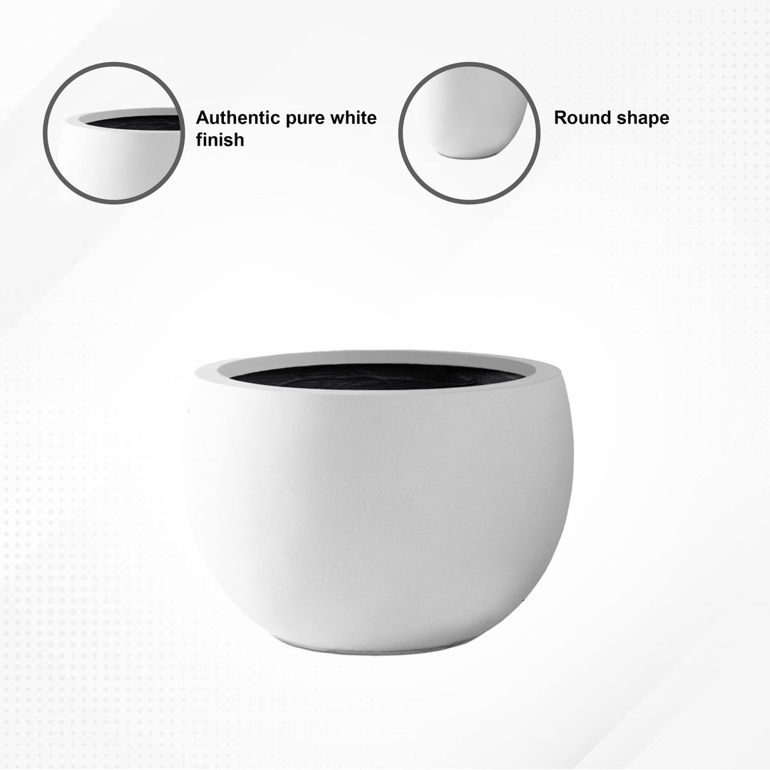 PLANTARA Round Concrete/Fiberglass Indoor & Outdoor Lightweight Decorative Plant - Diamond Home USA