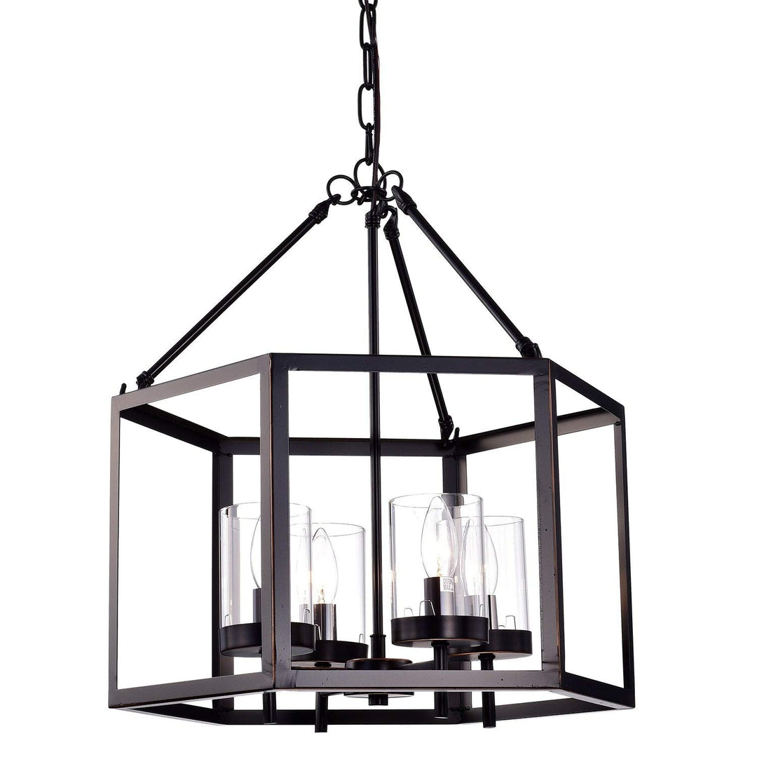Oil Rubbed Bronze 4-light Hexagon Lantern Cage Chandelier Farmhouse Metal - Diamond Home USA