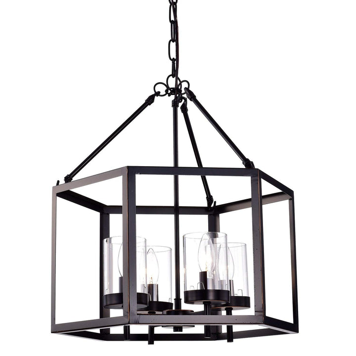 Oil Rubbed Bronze 4-light Hexagon Lantern Cage Chandelier Farmhouse Metal - Diamond Home USA