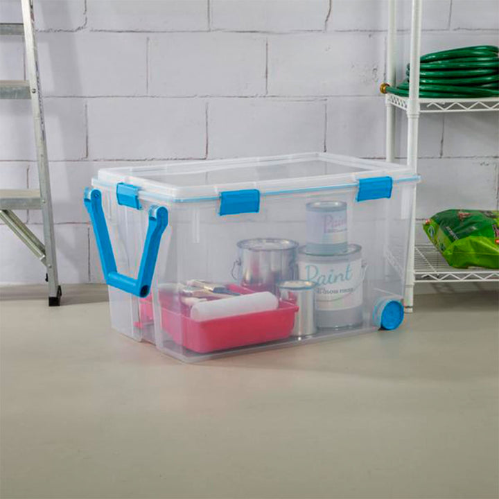 Sterilite 120 Qt Wheeled Gasket Box Stackable Storage Bin with Latching Lid - Diamond Home USA