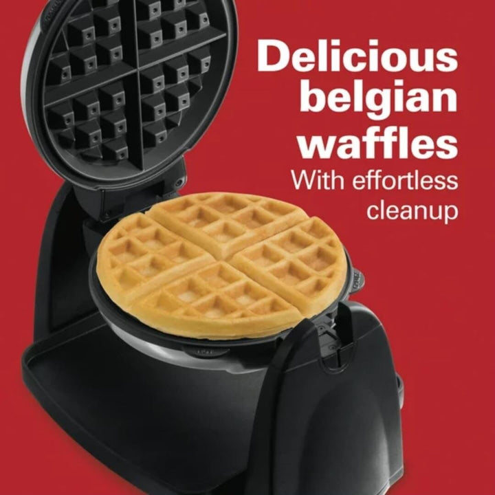 Flip Belgian Waffle Maker With Removable Plates Black Non-stick Surface - Diamond Home USA