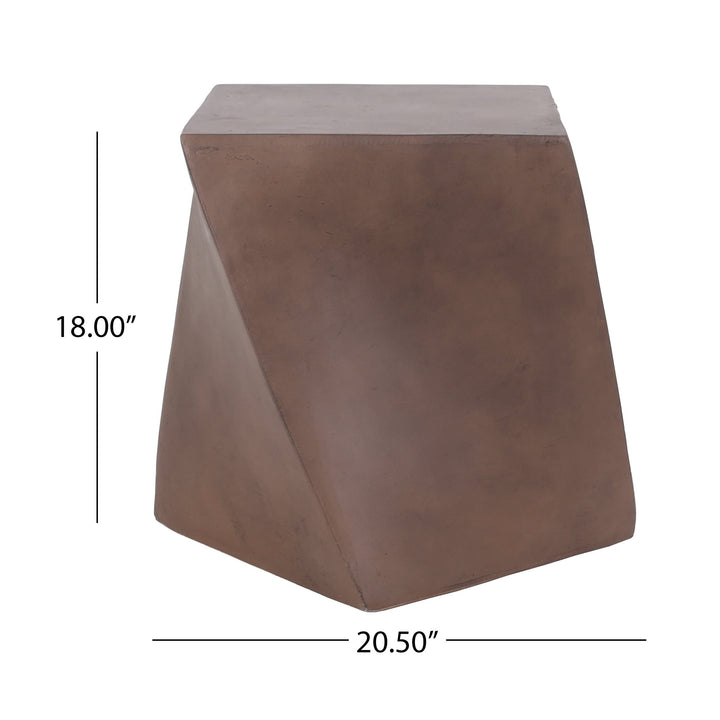 Outdoor Lightweight Concrete Side Table Brown Modern Contemporary Square Water - Diamond Home USA