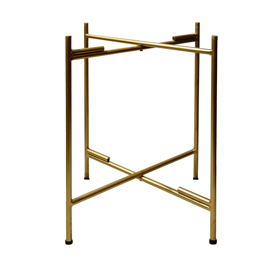 20 Inch High Round Side End Table with 2 Tier Iron Frame Matte Gold Modern - Diamond Home USA