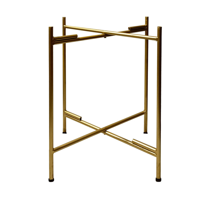 20 Inch High Round Side End Table with 2 Tier Iron Frame Matte Gold Modern - Diamond Home USA