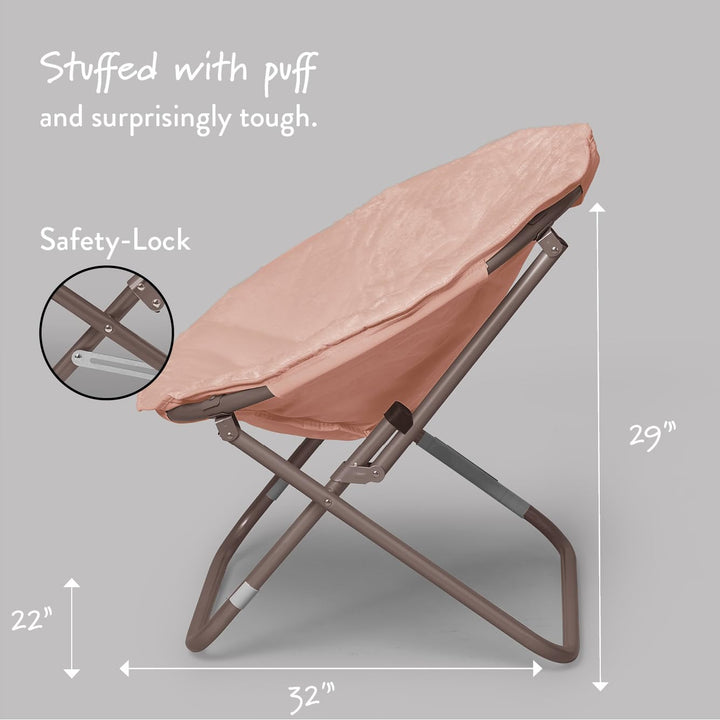 Urban Lifestyle Faux Fur Saucer Chair with Metal Frame One Size Blush - Diamond Home USA