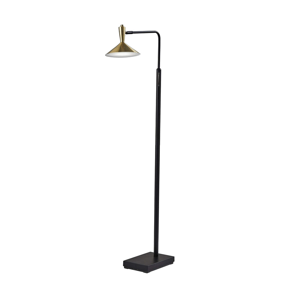 Black Antique Brass Led Floor Lamp Mid-Century Modern Contemporary - Diamond Home USA