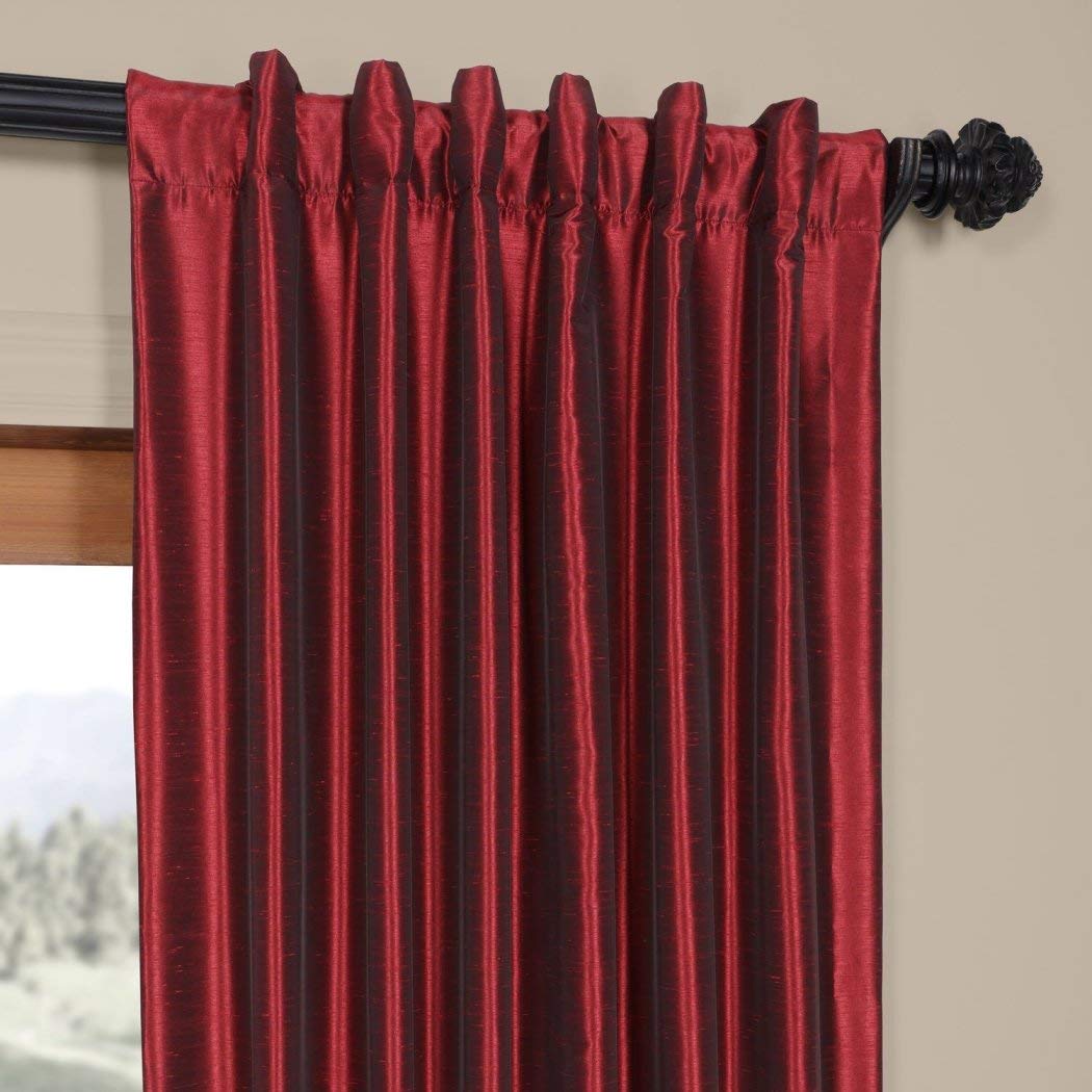 1 Piece 120 Inch Vintage Textured Faux Dupioni Silk Girls Curtain Single