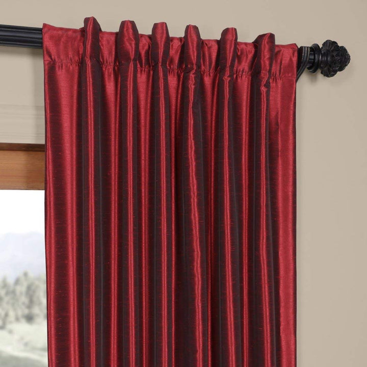 1 Piece 120 Inch Vintage Textured Faux Dupioni Silk Girls Curtain Single