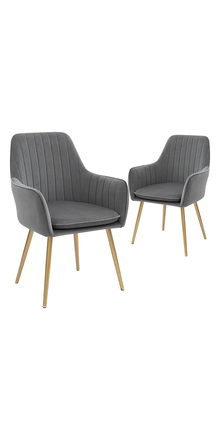 CangLong Furniture Modern Living Dining Room Accent Arm Chairs Club uest with Set of 2 - Grey - Dining Height
