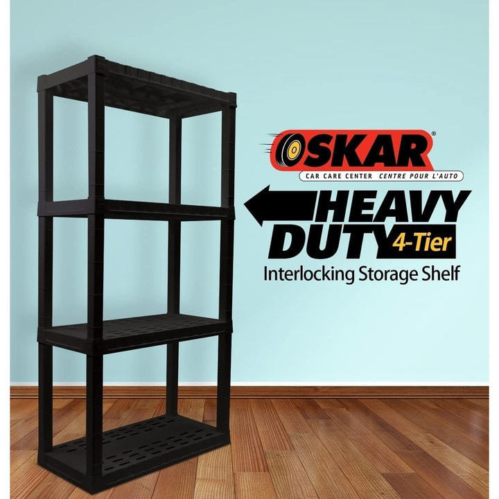 Heavy Duty 4-Tier Storage Shelf Black Plastic - Diamond Home USA
