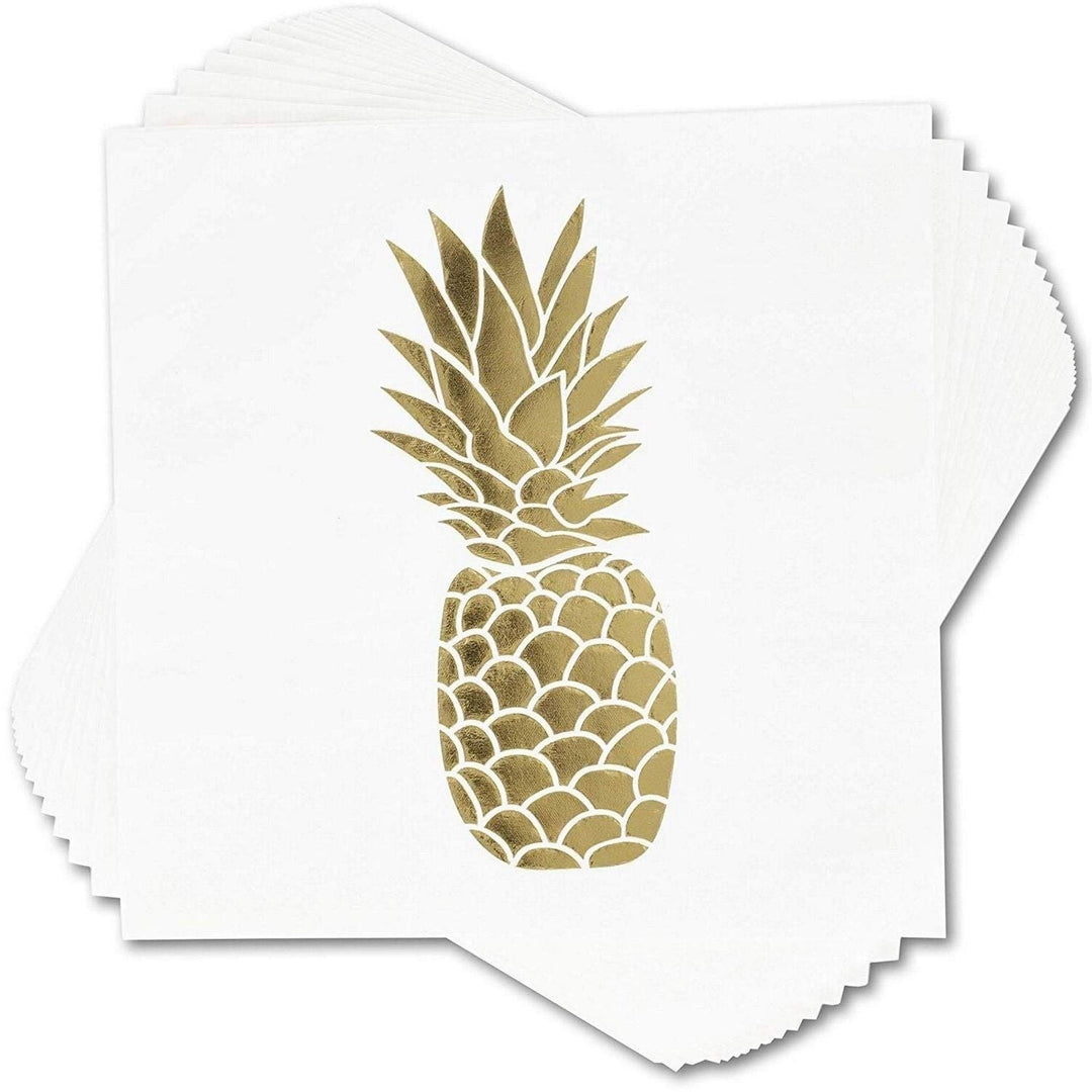 50pc Decorative Dinner Disposable Napkins Paper Gold Foil Pineapple for Party