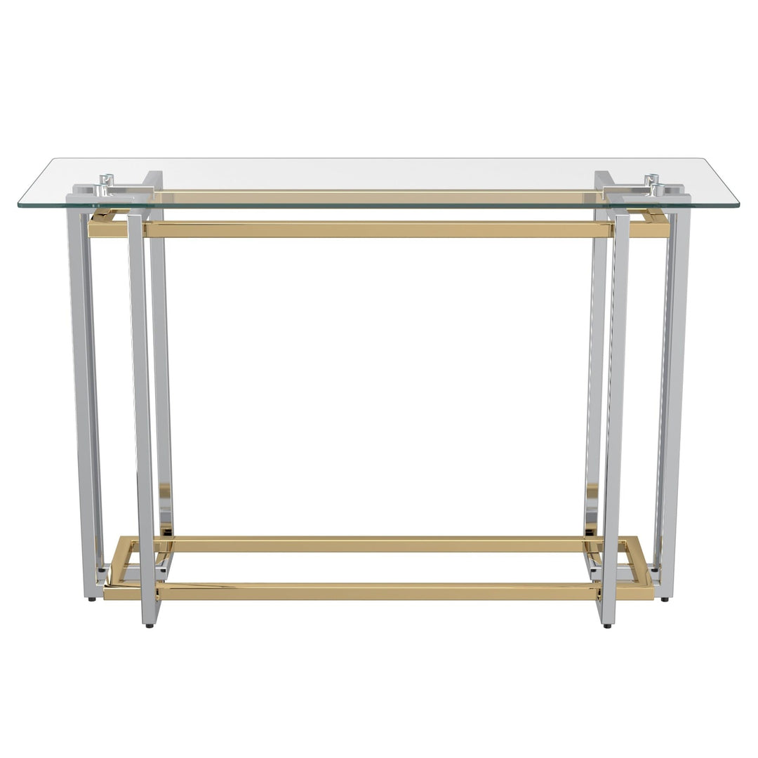Nspire Contemporary Glass & Metal Console Table in Silver & Gold - Diamond Home USA