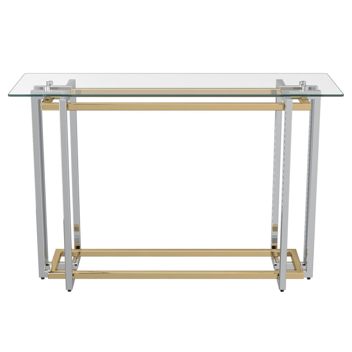 Nspire Contemporary Glass & Metal Console Table in Silver & Gold - Diamond Home USA