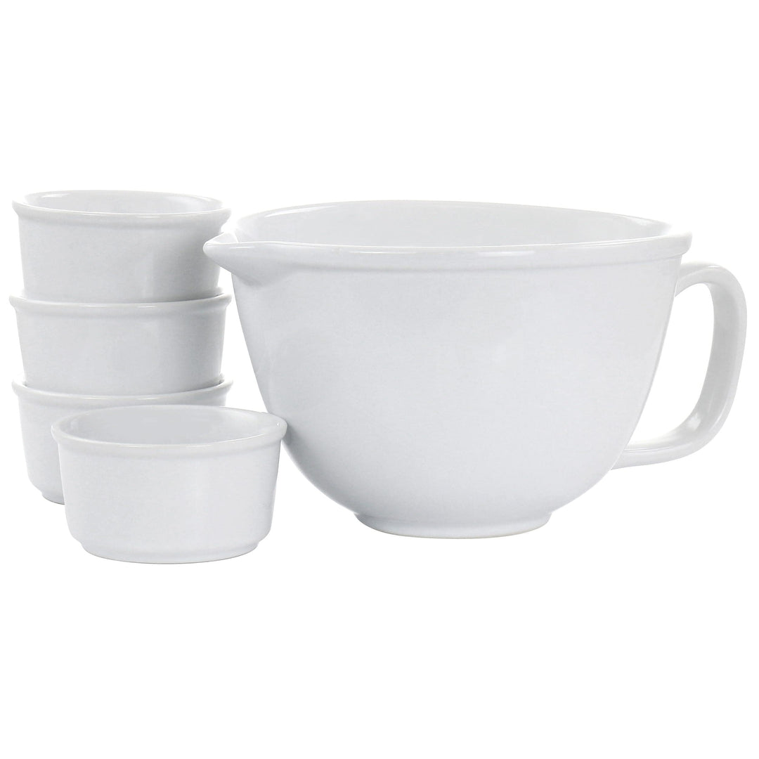 Dining 5 Piece And Mixing Bowl Set White Round
