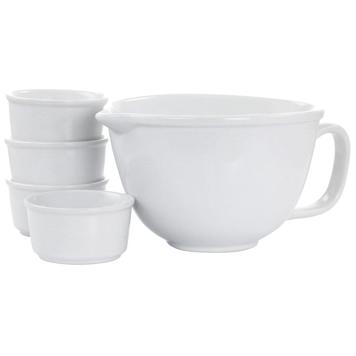 Dining 5 Piece And Mixing Bowl Set White Round