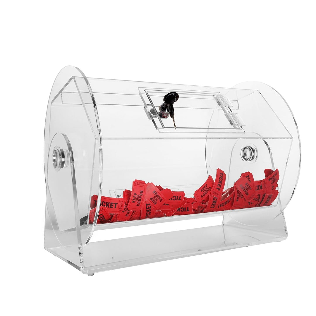 Large Acrylic Raffle Drum Ticket Spinning Cage for Tickets Balls Holds White